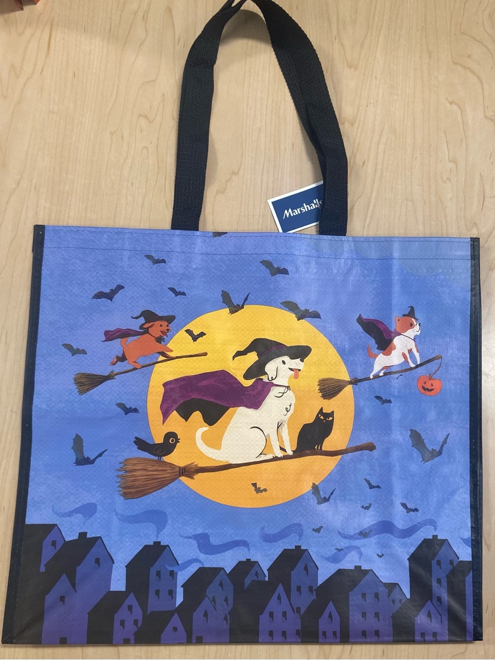 Marshalls Halloween Blue Tote with Witchy Dogs and Cats— NEW!